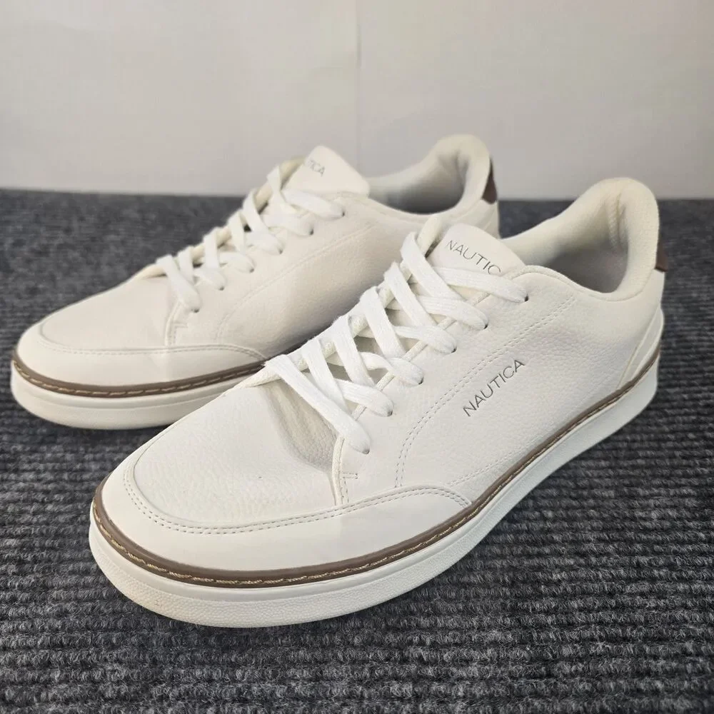 Nautica Jaro Shoes Mens Size 10.5 White Casual Synthetic Nautical Sneakers
